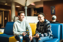 Students in ELC lobby talking