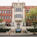 Front of Spalding University's Mansion as seen from Fourth Street.