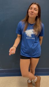 Female Spalding student in a blue tshirt